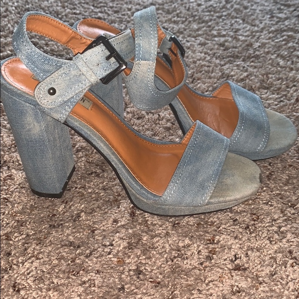 Denim Block Heels
